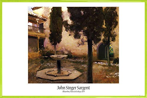 1art1 John Singer Sargent Poster Plakat | Bild und Kunststoff-Rahmen - Alhambra, Hof des Schmiedeeisernen Gitters, 1879 (91 x 61cm) von 1art1