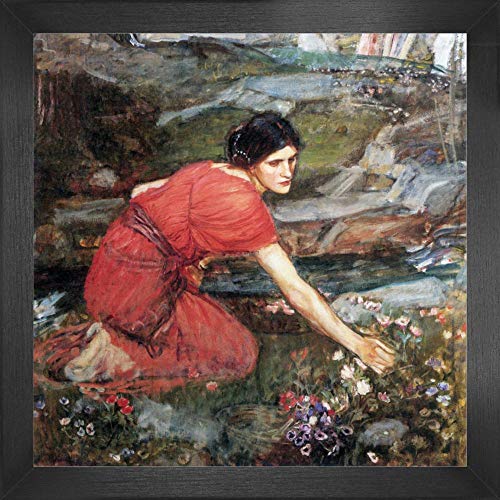 1art1 John William Waterhouse Poster Kunstdruck Bild und MDF-Rahmen - Blumen Pflückende Mädchen Am Strom, Studie, 1911, Detail (40 x 40cm) von 1art1