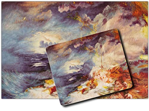 1art1 Joseph William Turner, Feuer Auf Dem Meer, 1834 1 Kunstdruck Bild (120x80 cm) + 1 Mauspad (23x19 cm) Geschenkset von 1art1