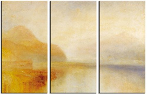 1art1 Joseph William Turner Poster Inverary Pier, Loch Fyne, Morgen, 1840-1850, 3-Teilig Bilder Leinwand-Bild Auf Keilrahmen | XXL-Wandbild Poster Kunstdruck Als Leinwandbild 180x120 cm von 1art1