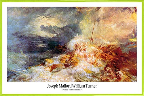 1art1 Joseph William Turner Poster Plakat | Bild und Kunststoff-Rahmen - Feuer Auf Dem Meer, 1834 (91 x 61cm) von 1art1