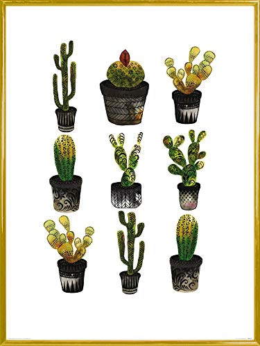 1art1 Kakteen Poster Kunstdruck Bild und Kunststoff-Rahmen - Cacti, Sofie Rolfsdotter (80 x 60cm) von 1art1