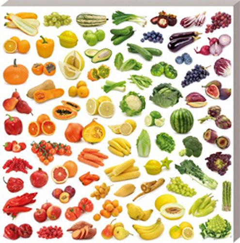 1art1 Kochkunst Poster Regenbogen Aus Obst Und Gemüse Bilder Leinwand-Bild Auf Keilrahmen | XXL-Wandbild Poster Kunstdruck Als Leinwandbild 70x70 cm von 1art1