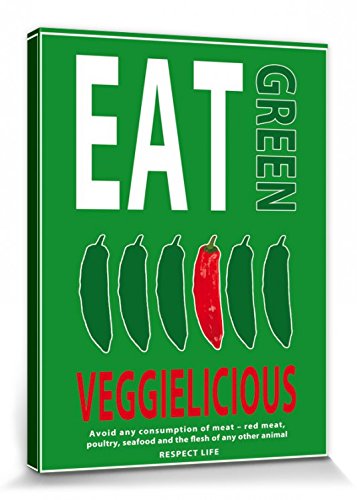 1art1 Kochkunst Poster Veggielicious, Eat Green, Respect Life, Green Bilder Leinwand-Bild Auf Keilrahmen | XXL-Wandbild Poster Kunstdruck Als Leinwandbild 40x30 cm von 1art1