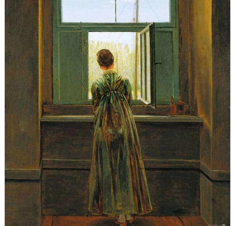 1art1 Poster Caspar David Friedrich Kunstdruck Bild - Frau Am Fenster von 1art1