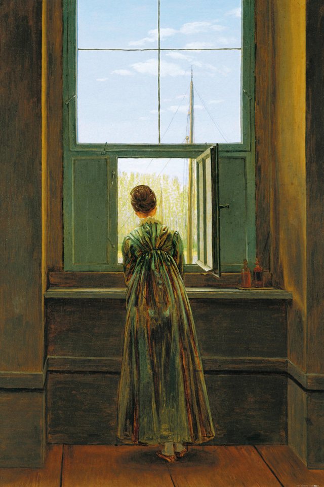 1art1 Poster Caspar David Friedrich Kunstdruck Bild - Frau Am Fenster von 1art1