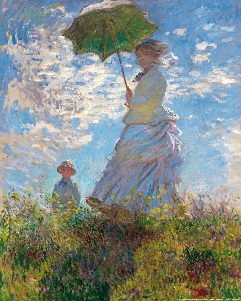 1art1 Kunstdruck Claude Monet - Frau Mit Sonnenschirm, Madame Monet Mit Ihrem Sohn, 1875 von 1art1