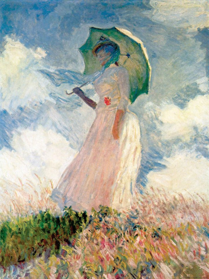 1art1 Kunstdruck Claude Monet Kunstdruck Bild - Frau Mit Sonnenschirm 1886 (80 x 60 cm) von 1art1