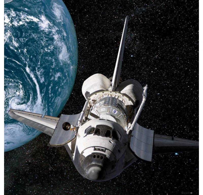 1art1 Poster Der Weltraum Kunstdruck Bild - Erde Und Space Shuttle (70 x 70 cm) von 1art1