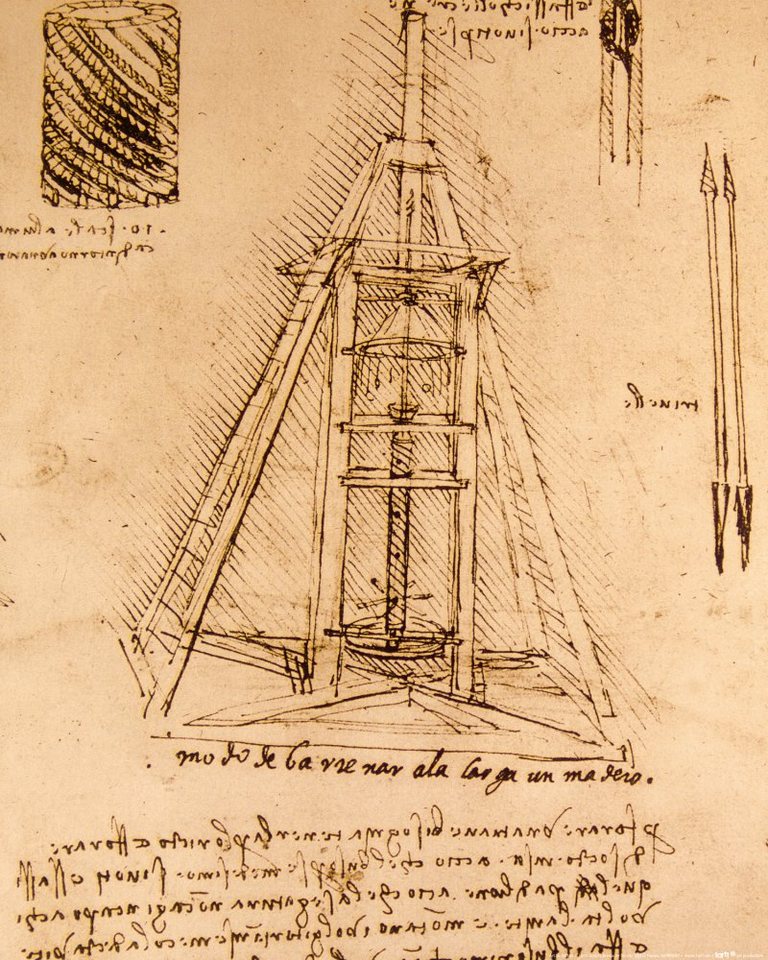 1art1 Kunstdruck Leonardo Da Vinci - Zeichnung Einer Bohrmaschine, 1487-1490 von 1art1