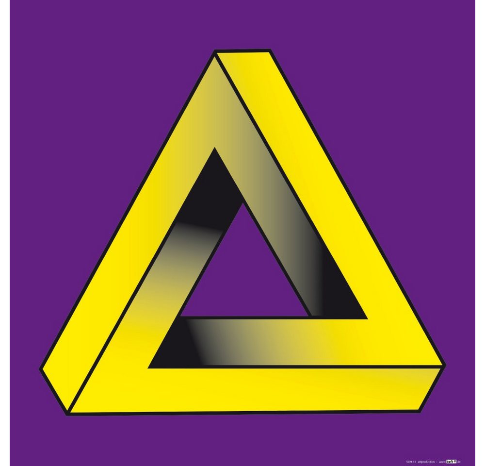 1art1 Kunstdruck Optische Täuschungen - Das Unendliche Penrose Dreieck In Komplementärfarben von 1art1