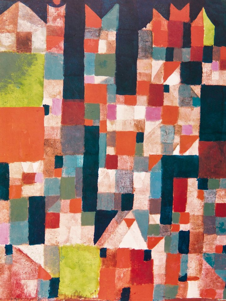 1art1 Poster Paul Klee Kunstdruck Bild - Städtebild Mit Roten Und Grünen von 1art1