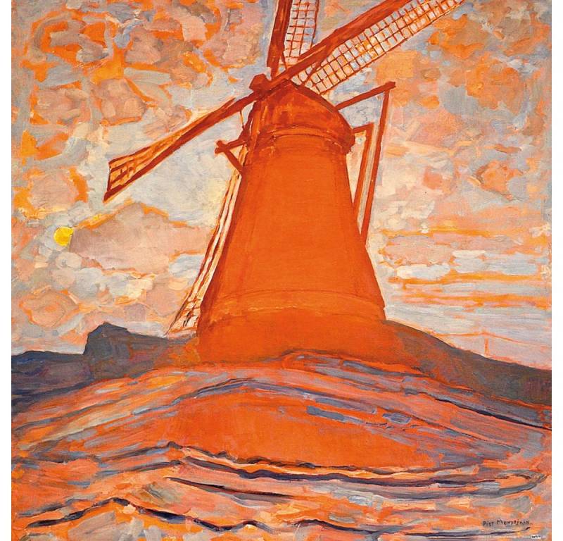 1art1 Poster Piet Mondrian Kunstdruck Bild - Die Mühle 1917 (40 x 40 cm) von 1art1