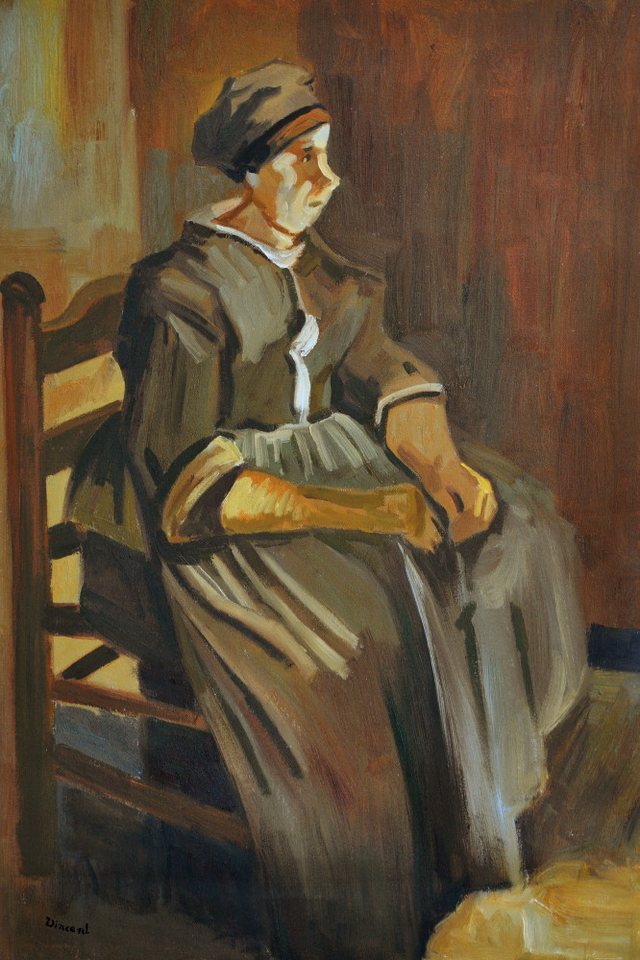 1art1 Poster Vincent Van Gogh Kunstdruck Bild - Bäuerin Auf Einem Stuhl von 1art1