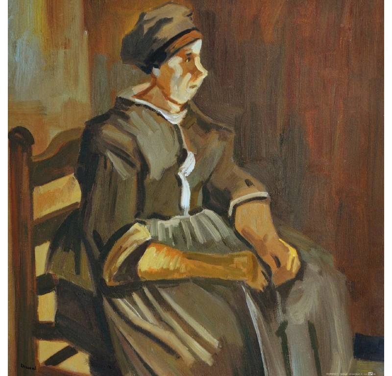 1art1 Poster Vincent Van Gogh Kunstdruck Bild - Bäuerin Auf Einem Stuhl von 1art1