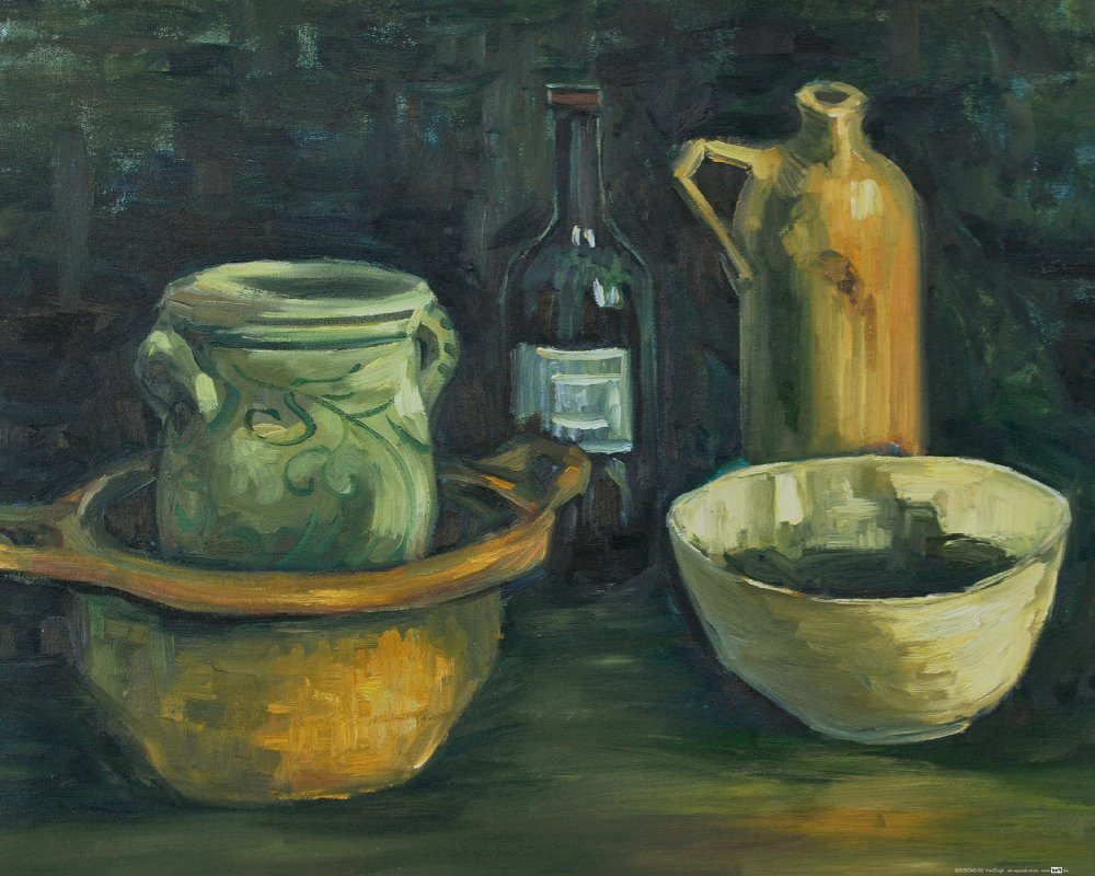 1art1 Kunstdruck Vincent Van Gogh - Stillleben Mit Steingut Und Flaschen, 1884 von 1art1