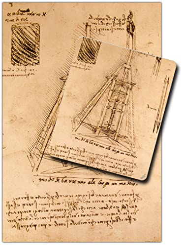 1art1 Leonardo Da Vinci, Zeichnung Einer Bohrmaschine, 1487-1490 1 Kunstdruck Bild (120x80 cm) + 1 Mauspad (23x19 cm) Geschenkset von 1art1