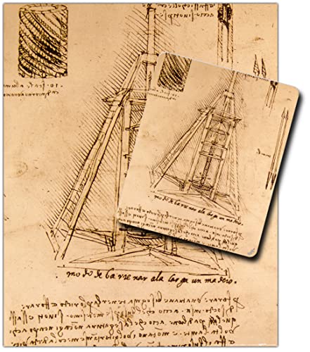 1art1 Leonardo Da Vinci, Zeichnung Einer Bohrmaschine, 1487-1490 1 Kunstdruck Bild (50x40 cm) + 1 Mauspad (23x19 cm) Geschenkset von 1art1