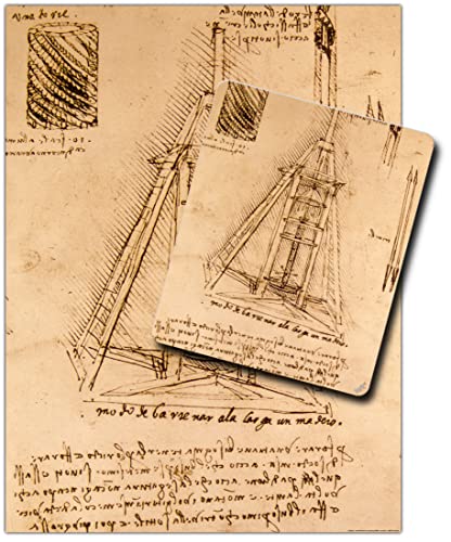 1art1 Leonardo Da Vinci, Zeichnung Einer Bohrmaschine, 1487-1490 1 Kunstdruck Bild (80x60 cm) + 1 Mauspad (23x19 cm) Geschenkset von 1art1
