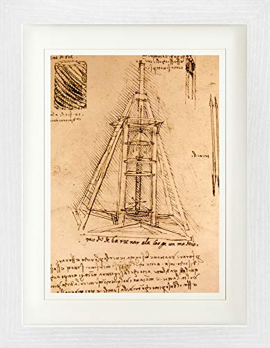 1art1 Leonardo Da Vinci Poster Zeichnung Einer Bohrmaschine, 1487-1490 Gerahmtes Bild Mit Edlem Passepartout | Wand-Bilder | Im Bilderrahmen 40x30 cm von 1art1
