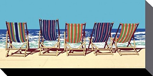 1art1 Liegestühle Poster Entspannung Am Strand, Jonathan Sanders Bilder Leinwand-Bild Auf Keilrahmen | XXL-Wandbild Poster Kunstdruck Als Leinwandbild 60x30 cm von 1art1