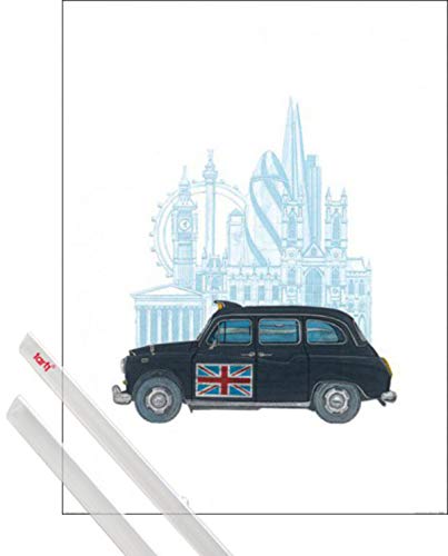 1art1 London Kunstdruck (80x60 cm) Taxi + EIN Paar Posterleisten, Transparent von 1art1