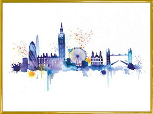 1art1 London Poster Kunstdruck Bild und Kunststoff-Rahmen - Tower Bridge Und London Eye, Summer Thornton (80 x 60cm) von 1art1