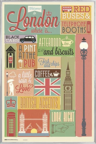 1art1 London Poster Plakat | Bild und Kunststoff-Rahmen - Collage (91 x 61cm) von 1art1