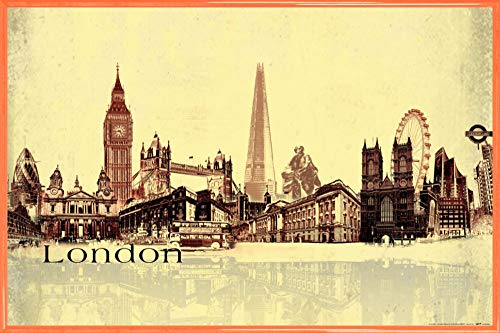 1art1 London Poster Plakat | Bild und Kunststoff-Rahmen - Städte-Collage, Vintage Style (91 x 61cm) von 1art1