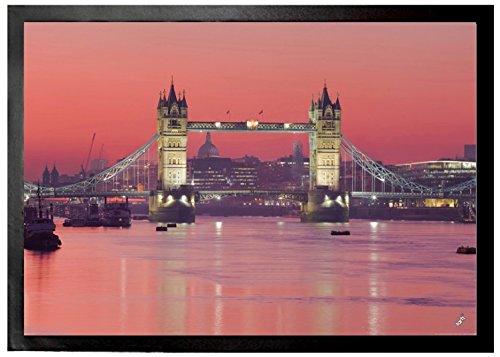 1art1 London Tower Bridge Im Abendrot Fußmatte Dekomatte Innenbereich | Design Türmatte 70x50 cm von 1art1