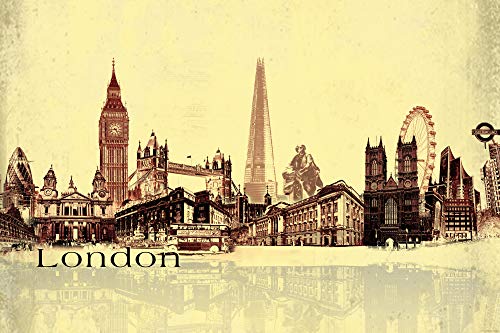 1art1 London XXL Poster Städte-Collage, Vintage Style Plakat | Bild 120x80 cm von 1art1