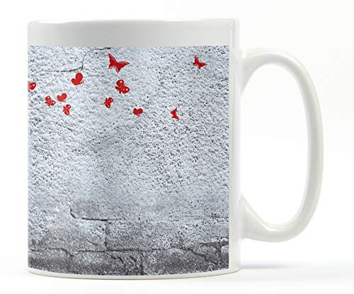 1art1 Mädchen Mädchen Mit Luftballon Und Schmetterlingen, Banksy-Style Foto-Tasse Kaffeetasse 9x8 cm von 1art1
