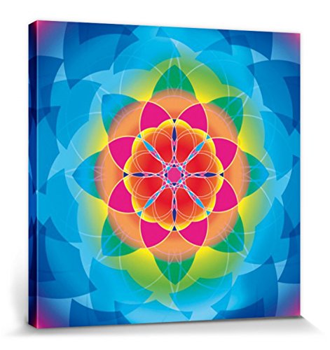 1art1 Mandalas Poster Blume des Lebens, Regenbogen Bilder Leinwand-Bild Auf Keilrahmen | XXL-Wandbild Poster Kunstdruck Als Leinwandbild 70x70 cm von 1art1