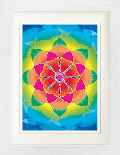 1art1 Mandalas Poster Blume des Lebens, Regenbogen Gerahmtes Bild Mit Edlem Passepartout | Wand-Bilder | Im Bilderrahmen 40x30 cm von 1art1