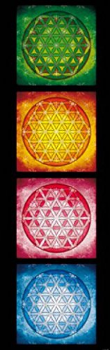 1art1 Mandalas Die Blume Des Lebens, Die Vier Elemente, 1-Teilig Selbstklebende Fototapete Poster-Tapete 240x75 cm von 1art1