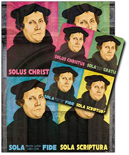 1art1 Martin Luther, Solus Christus, Sola Gratia, Sola Fide, Sola Scriptura 1 Kunstdruck Bild (80x60 cm) + 1 Mauspad (23x19 cm) Geschenkset von 1art1