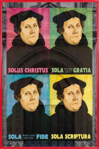 1art1 Martin Luther Poster Plakat | Bild und Kunststoff-Rahmen - Solus Christus, Sola Gratia, Sola Fide, Sola Scriptura (91 x 61cm) von 1art1