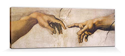 1art1 Michelangelo Buonarroti Poster Die Erschaffung Adams, Detail, 1508-1512 Bilder Leinwand-Bild Auf Keilrahmen | XXL-Wandbild Poster Kunstdruck Als Leinwandbild 120x40 cm von 1art1