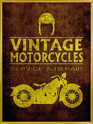 1art1 Motorradsport Poster Kunstdruck Bild und Kunststoff-Rahmen - Vintage Motorcycles Service and Repair (80 x 60cm) von 1art1