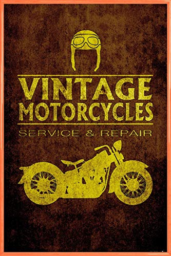 1art1 Motorradsport Poster Plakat | Bild und Kunststoff-Rahmen - Vintage Motorcycles Service and Repair (91 x 61cm) von 1art1