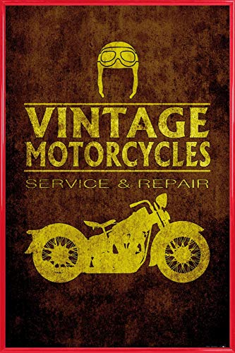 1art1 Motorradsport Poster Plakat | Bild und Kunststoff-Rahmen - Vintage Motorcycles Service and Repair (91 x 61cm) von 1art1