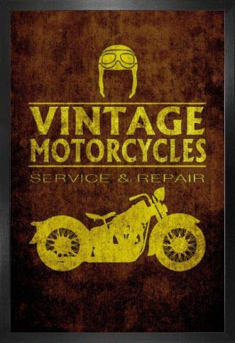 1art1 Motorradsport Poster Plakat | Bild und MDF-Rahmen - Vintage Motorcycles Service and Repair (91 x 61cm) von 1art1