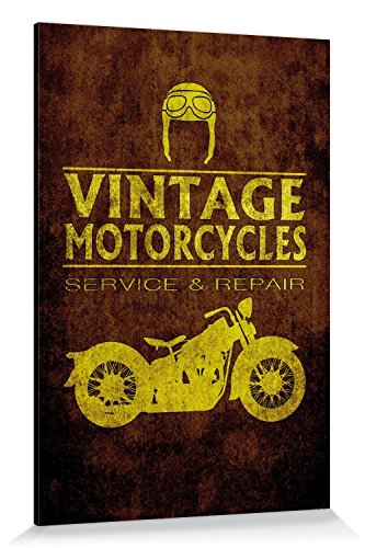 1art1 Motorradsport Poster Vintage Motorcycles Service and Repair Bilder Leinwand-Bild Auf Keilrahmen | XXL-Wandbild Poster Kunstdruck Als Leinwandbild 180x120 cm von 1art1