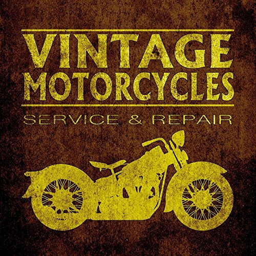 1art1 Motorradsport Poster Vintage Motorcycles Service and Repair Bilder Leinwand-Bild Auf Keilrahmen | XXL-Wandbild Poster Kunstdruck Als Leinwandbild 70x70 cm von 1art1