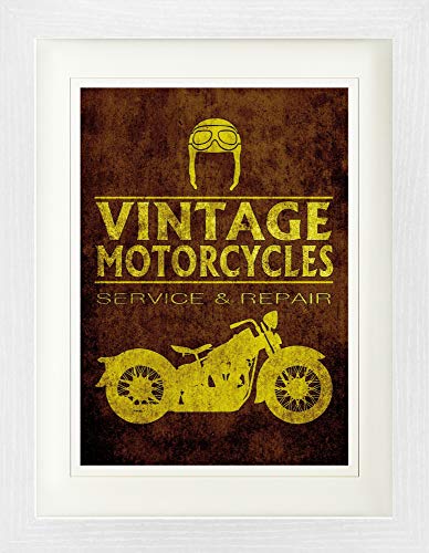 1art1 Motorradsport Poster Vintage Motorcycles Service and Repair Gerahmtes Bild Mit Edlem Passepartout | Wand-Bilder | Im Bilderrahmen 40x30 cm von 1art1