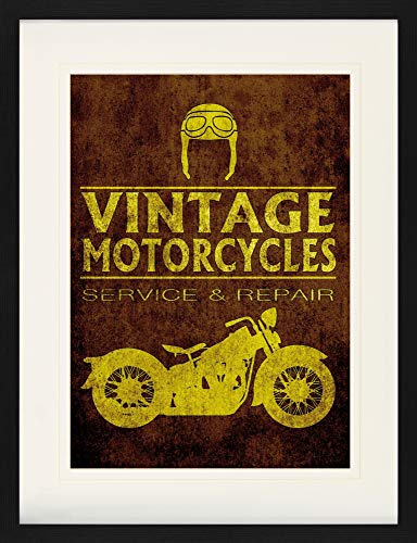 1art1 Motorradsport Poster Vintage Motorcycles Service and Repair Gerahmtes Bild Mit Edlem Passepartout | Wand-Bilder | Im Bilderrahmen 80x60 cm von 1art1