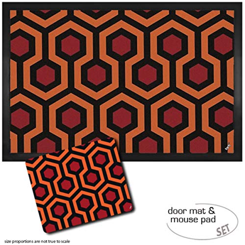 1art1 Muster, Retro Shining Teppich Muster Fußmatte Dekomatte Innenbereich | Design Türmatte (60x40 cm) + Mauspad (23x19 cm) Geschenkset von 1art1