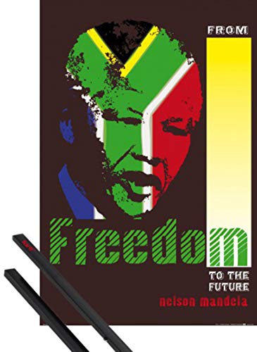 1art1 Nelson Mandela Plakat | Bild (91x61 cm) from Freedom to The Future + EIN Paar Posterleisten, Schwarz von 1art1