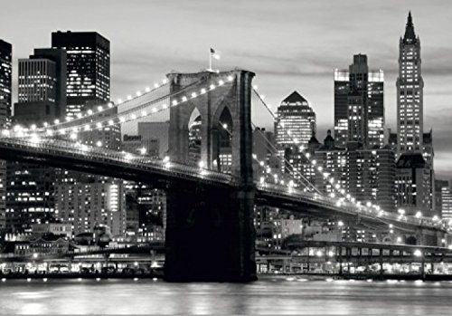 New York Brooklyn Bridge S/W, 4-Teilig Fototapete Poster-Tapete 360x254 cm von 1art1