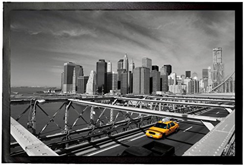 1art1 New York Gelbes Taxi Auf Brooklyn Bridge Fußmatte Dekomatte Innenbereich | Design Türmatte 60x40 cm von 1art1